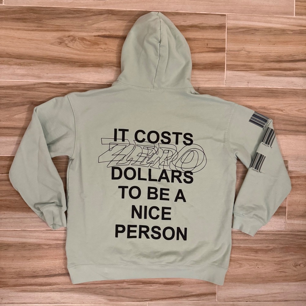 The Mayfair Group It Costs Zero Dollars Hoodie Mint Green One Size Petite Cotton